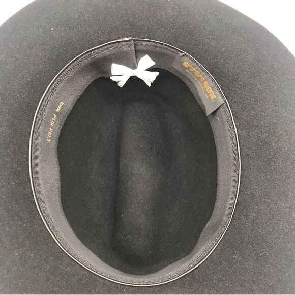 Stetson 100% Fur Felt Black Fedora Style Hat Wide Full Brim Womens Accessories - Picture 9 of 12